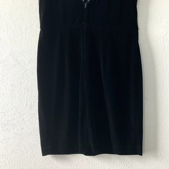 Frederick's of Hollywood Dress Women XL Black Velvet Sheer Mesh Deep V-Neck Zip - Picture 6 of 13